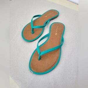 American Eagle Thong Sandals Teal Turquoise Mint Green Summer Leather Size 6